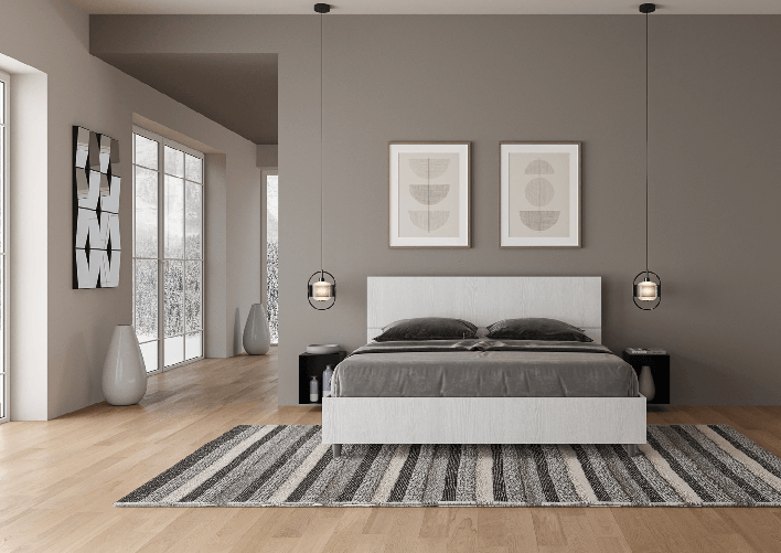 Letto matrimoniale senza rete 160x190 testata dritta bianco frassino Demas