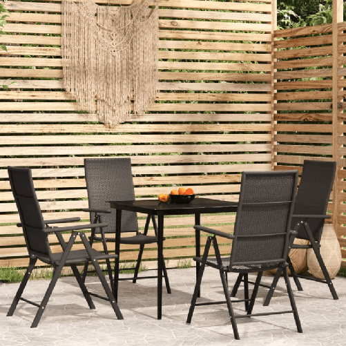 vidaXL Set da Pranzo da Giardino 5 pz Nero
