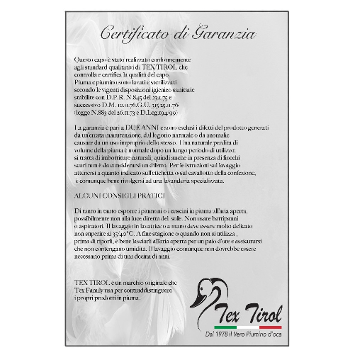 PIUMINO tex tirol STELLA ALPINA da LETTINO estivo 100% PIUMINO OCA 100 gsm cm. 80 x 120 leggero