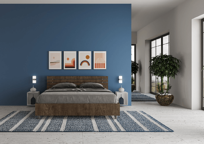Letto matrimoniale senza rete 160x190 testata dritta con doghe noce Ankel