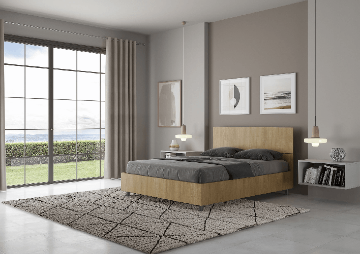 Letto matrimoniale francese senza rete 140x190 testata dritta quercia Demas