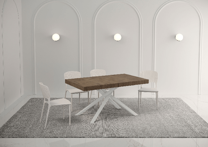 Tavolo allungabile 160x90/420cm Karida Noce gambe bianche