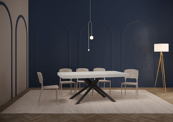 Tavolo allungabile 180x90/440cm Karida Bianco Frassino gambe antracite