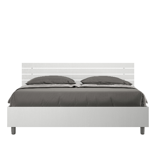 Letto matrimoniale con rete 160x190 testata dritta con doghe bianco frassino Ankel