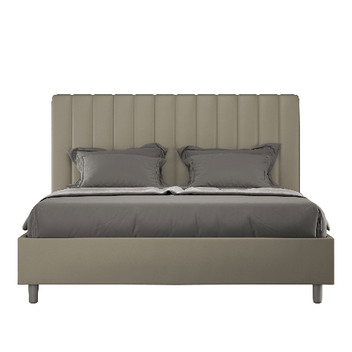 Letto matrimoniale con rete imbottito 160x200 similpelle cappuccino Agueda