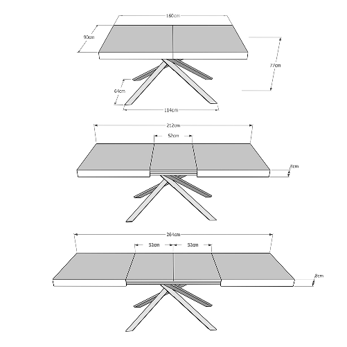 Tavolo allungabile 160x90/264 cm Karida Quercia Natura gambe bianche
