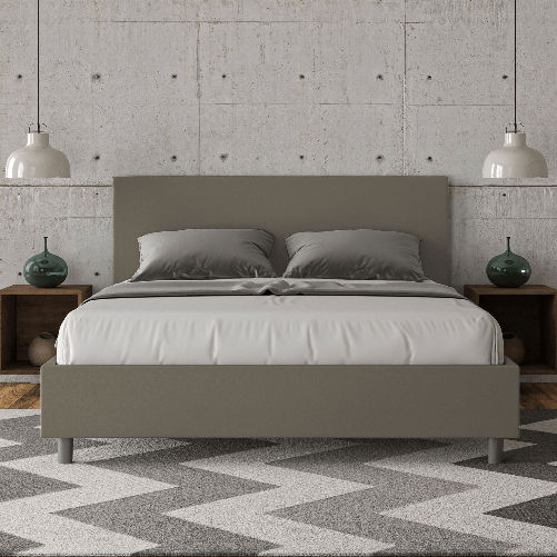 Letto matrimoniale con rete imbottito 160x210 similpelle cappuccino Adele