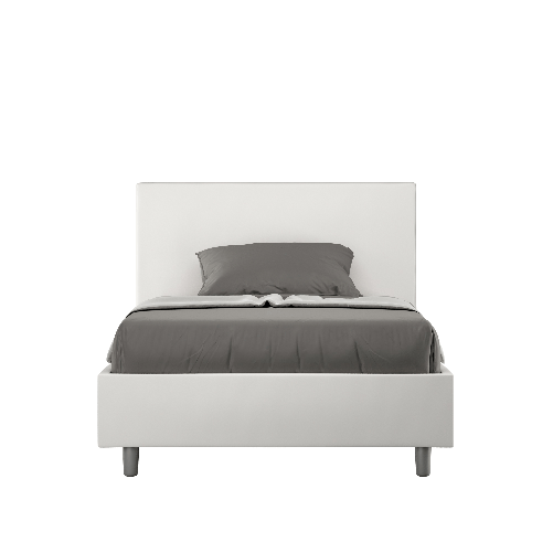 Letto una piazza e mezza senza rete imbottito 120x210 similpelle bianco Adele