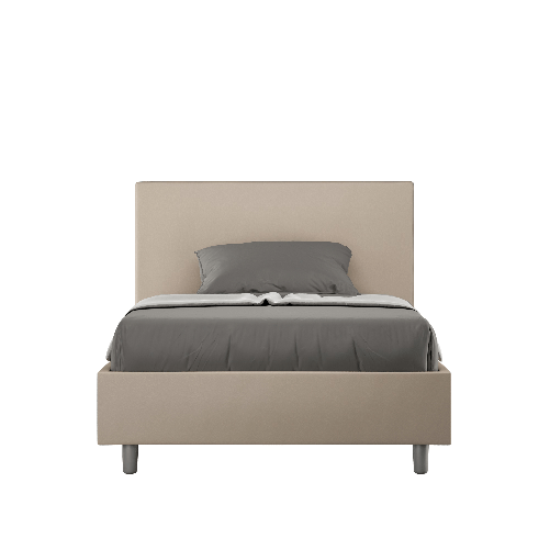 Letto una piazza e mezza senza rete imbottito 120x190 similpelle tortora Adele