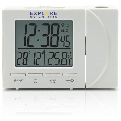 Explore Scientific Explore Rdp-1001 Orologio Sveglia Radiocontrollato Calendario Proiezione Temperatura Bianco Explore Scientific RDP1001WHT sveglia S