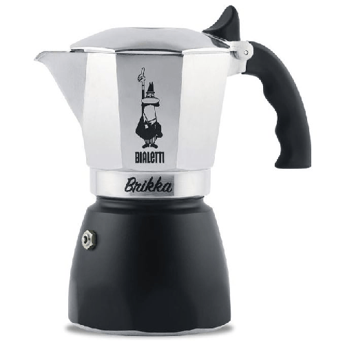 Bialetti Brikka - Macchinetta da caffè in metallo e plastica, Nero/Argento