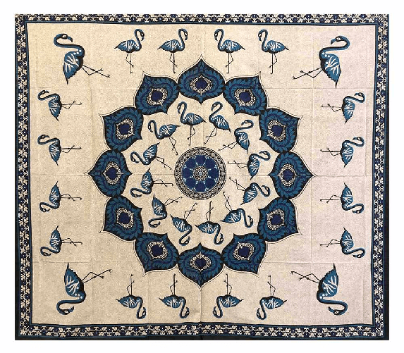 COPRITUTTO TELO ARREDO COPRIDIVANO COTONE GRANDE MISURA 210x230 Fenicottero Blu Sabbiato