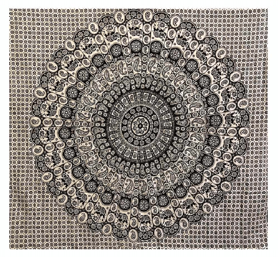 COPRITUTTO TELO ARREDO COPRIDIVANO COTONE GRANDE MISURA 210x230 Mandala Nero Sabbiato