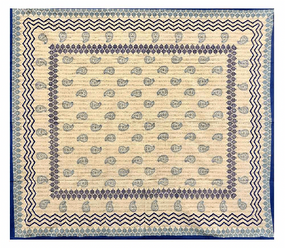 COPRITUTTO TELO ARREDO COPRIDIVANO COTONE GRANDE MISURA 210x230 Pisley Blu Sabbiato