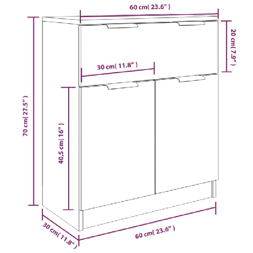 Credenze 3 pz Rovere Fumo in Legno Ingegnerizzato