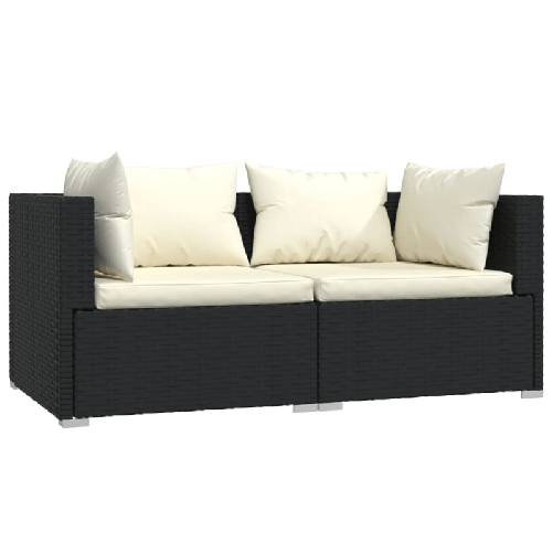 vidaXL Set Divani da Giardino 3 pz con Cuscini in Polyrattan Nero