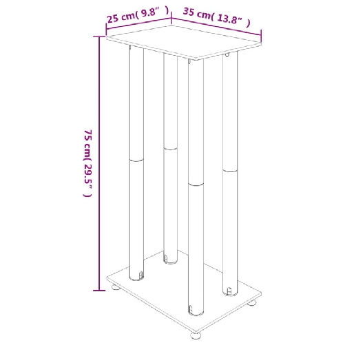 vidaXL Pedane Casse 2pz Nero Argento Vetro Temperato Design 4 Pilastri