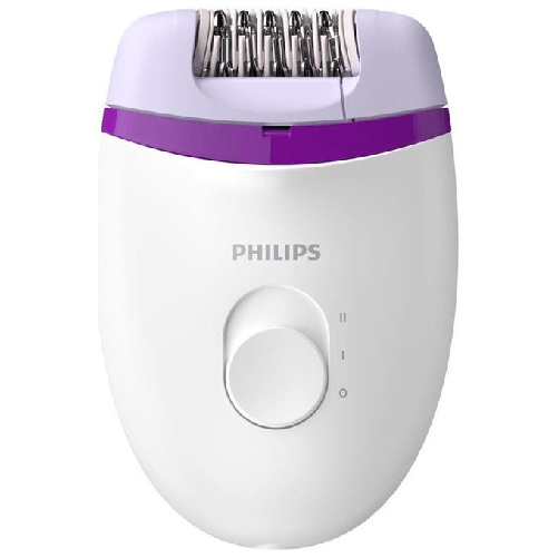 Philips Satinelle Essential Epilatore Compatto con Filo Bianco-Viola Philips Satinelle Essential Epilatore compatto, con filo, per gambe