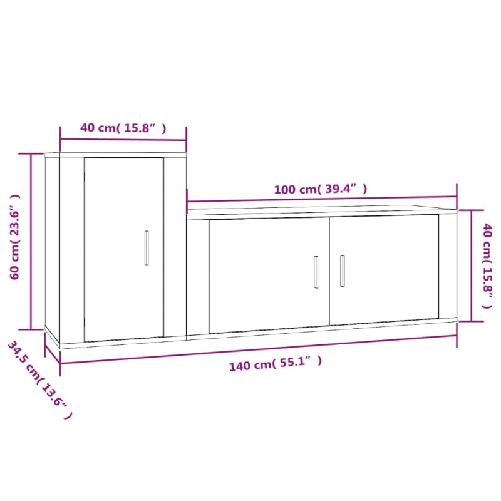 Set Mobili Porta TV 2 pz Rovere Fumo in Legno ingegnerizzato