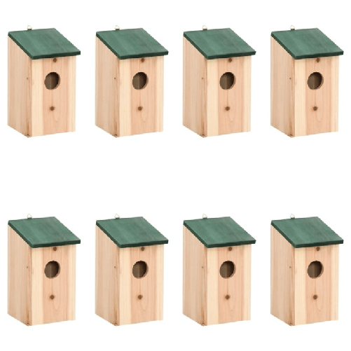 vidaXL Casette per gli Uccelli 8 pz in Legno 12x12x22 cm