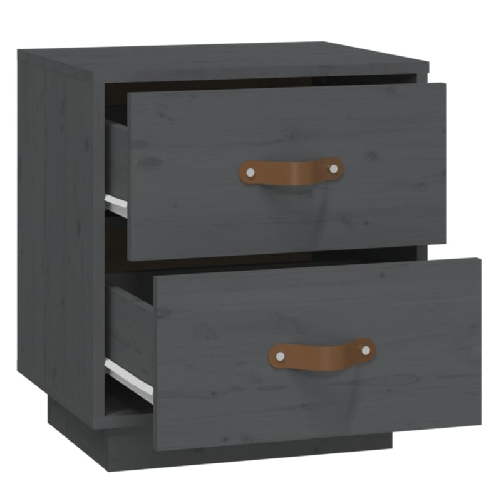 vidaXL Comodini Grigi 2 pz 40x34x45 cm in Legno Massello di Pino