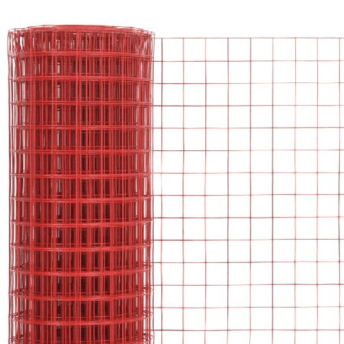 vidaXL Recinzione in Rete per Pollaio in Acciaio e PVC 10x0,5 m Rossa