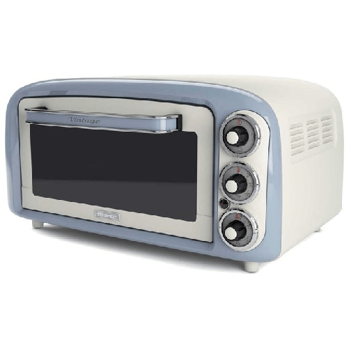 Ariete 979 Forno Elettrico di Design 18 Litri - Ideale per pizza da 30 cm - Doppio vetro - 1380 Watt - Acciaio Inox - Linea Vintage - Celeste