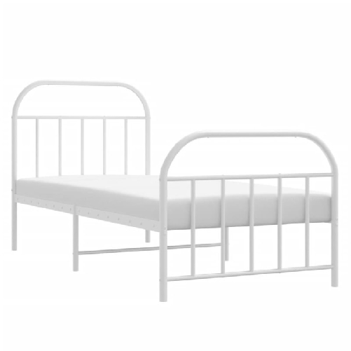 vidaXL Giroletto con Testiera e Pediera Metallo Bianco 90x190 cm