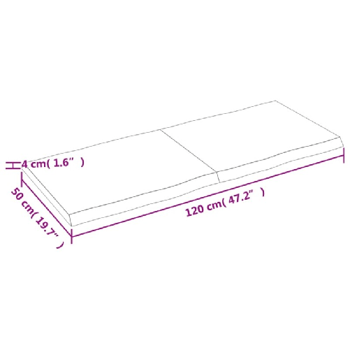 vidaXL Piano Tavolo Marrone Chiaro 120x50x4 cm in Rovere Non Trattato