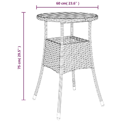 vidaXL Tavolo da Giardino Ø60x75cm Massello Acacia e Polyrattan Grigio