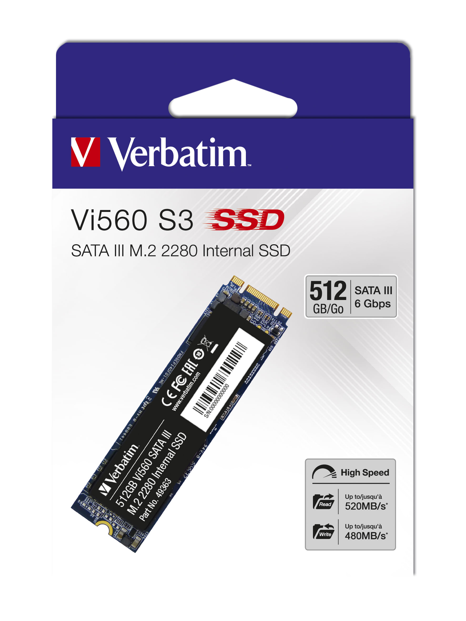 Verbatim Ssd Interno Vi560 S3 M.2 512Gb Verbatim Vi560 S3 M.2 SSD 512 GB
