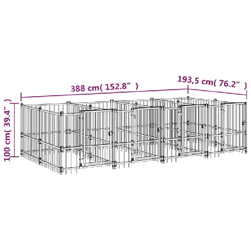 Gabbia per Cani da Esterno in Acciaio 7,51 m²