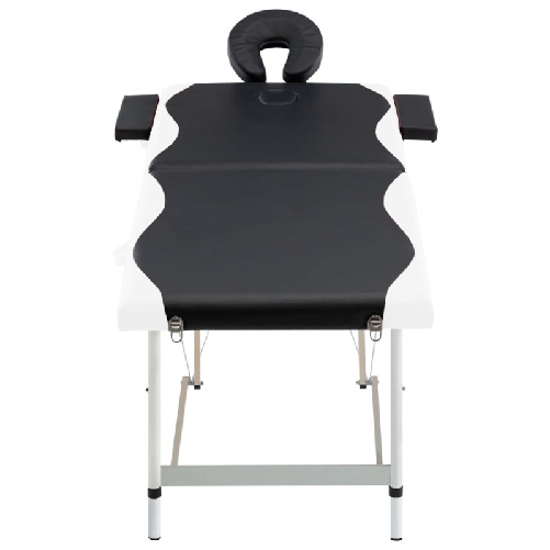 vidaXL Lettino Massaggio Pieghevole 2 Zone in Alluminio Nero e Bianco