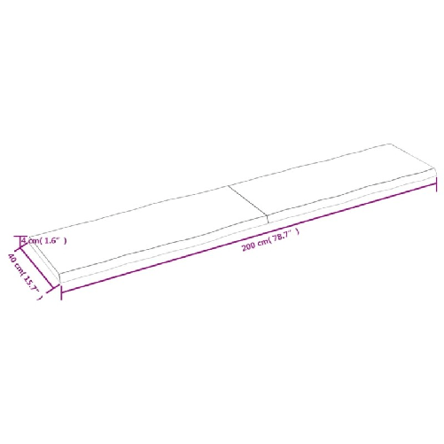 vidaXL Piano Tavolo Marrone Chiaro 200x40x4 cm in Rovere Non Trattato