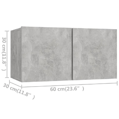 vidaXL Set Porta TV 4 pz Grigio Cemento in Truciolato