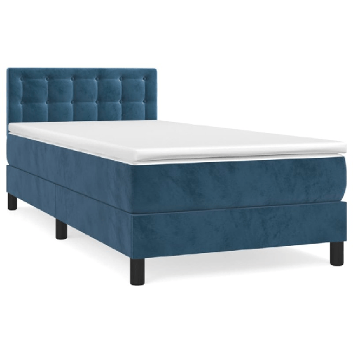 vidaXL Giroletto a Molle con Materasso Blu Scuro 80x200 cm in Velluto