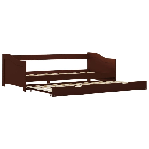 vidaXL Divano Letto a Scomparsa Marrone Scuro Legno di Pino 90x200 cm