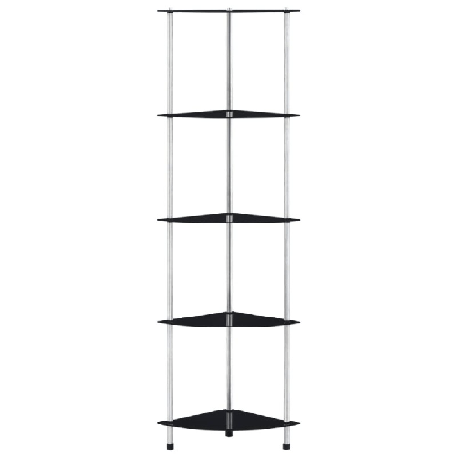 vidaXL Scaffale a 5 Livelli Nero 30x30x130 cm in Vetro Temperato