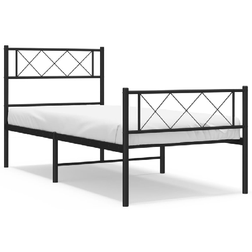 vidaXL Giroletto con Testiera e Pediera Metallo Nero 80x200 cm