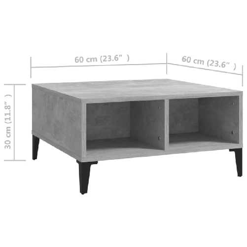 vidaXL Tavolino da Salotto Grigio Cemento 60x60x30 cm in Truciolato