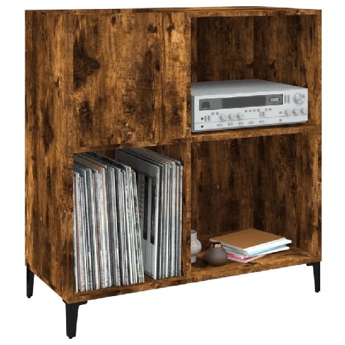 vidaXL Mobile Porta Dischi Rovere Fumo 84,5x38x89 cm Legno Multistrato