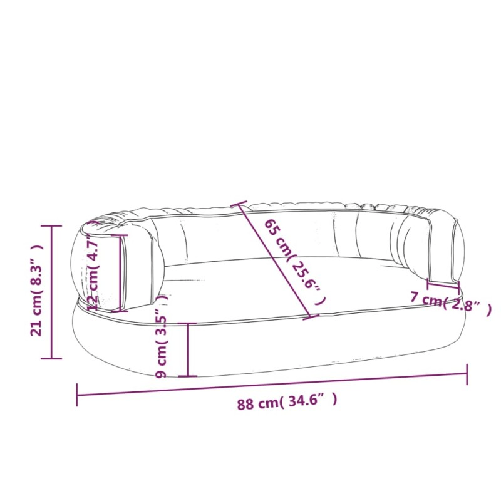 Letto Cani Ergonomico Gommapiuma Blu Scuro 88x65 cm Similpelle