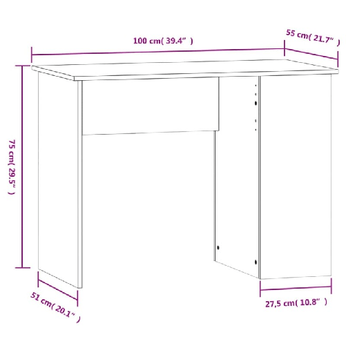vidaXL Scrivania Rovere Fumo 100x55x75 cm in Legno ingegnerizzato