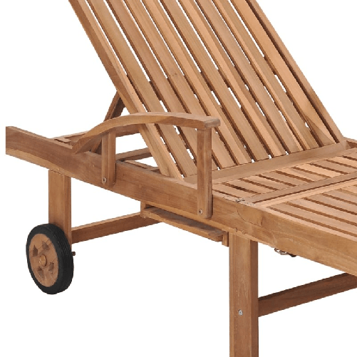 vidaXL Lettino Prendisole con Cuscino in Massello di Teak Rosso Vino