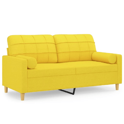 vidaXL Divano a 2 Posti con Cuscini Giallo Chiaro 140 cm in Tessuto