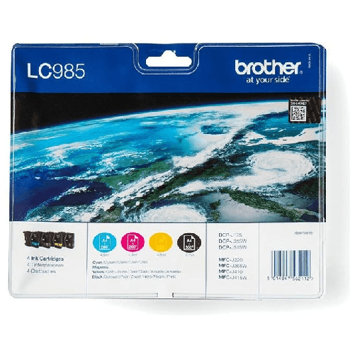 Brother LC-985 CMYB Multicolore DCP-J315W Inkjet - getto dinchiostro Cartuccia originale Brother LC985VALBP cartuccia d'inchiostro 4 pz Originale Nero