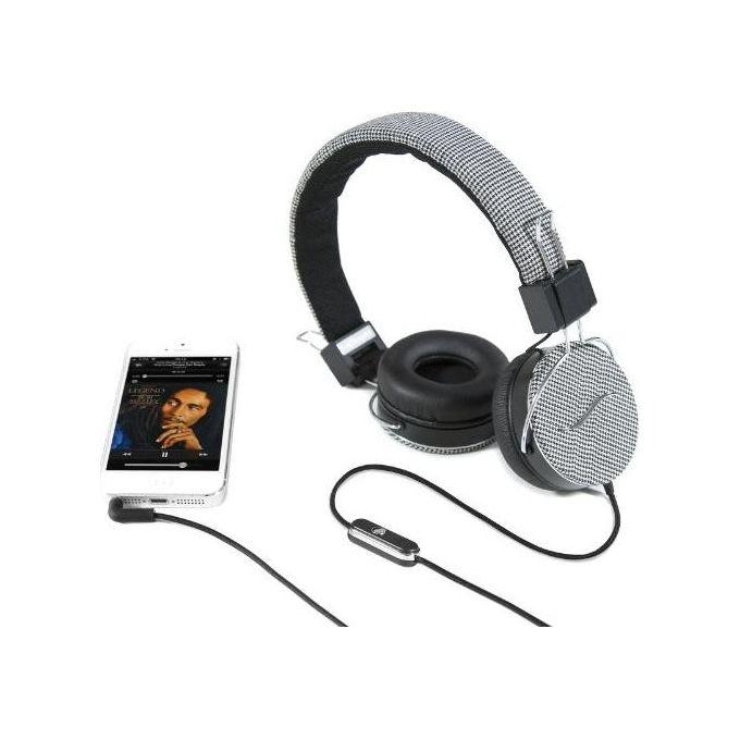 Hi-Deejay Cuffie Professionali Rivestite in Tessuto Black White Pattern