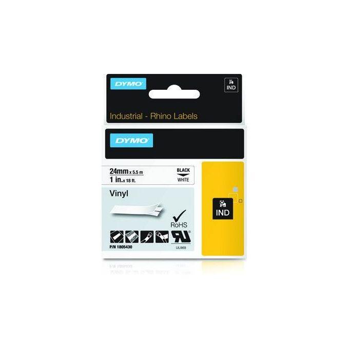 DYMO 19mm RHINO Coloured Vinyl nastro per etichettatrice D1 (RHINO BAND IND VINYL 19MMX5.5M - BLACK ON WHITE) DYMO Etichette in vinile IND