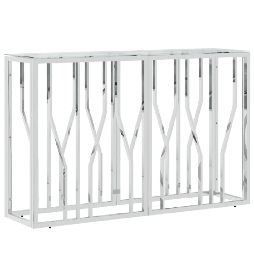 vidaXL Tavolino Consolle 110x30x70 cm in Acciaio Inox e Vetro