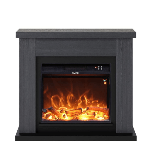Mpc Camino Asciano Caminetto Da Terra Con Cornice e Bruciatore Elettrico Da 1500w Grigio